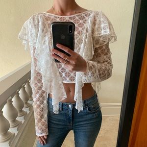 MILLY lace crop top